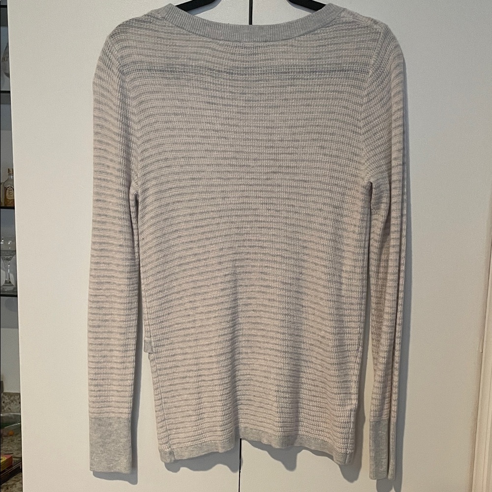 LOFT Light Gray Ribbed Knit Top - Picture 2 of 2